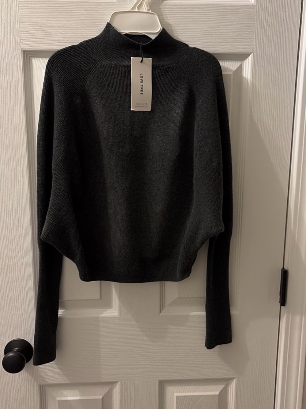 Love Tree Charcoal Mock Neck Sweater